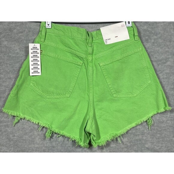 BDG Urban Outfitters Women’s Shorts Sz‎ 27 Green Denim Distressed A-Line Casual - Picture 4 of 5